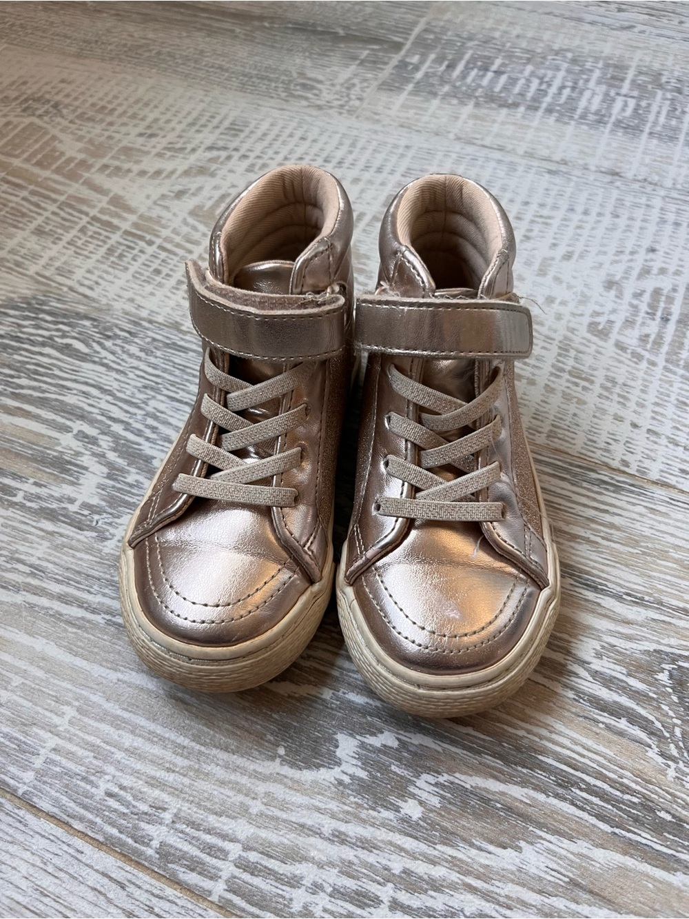 The children’s place Size 9 Kids Metallic High-Top Sneakers - Rose Gold